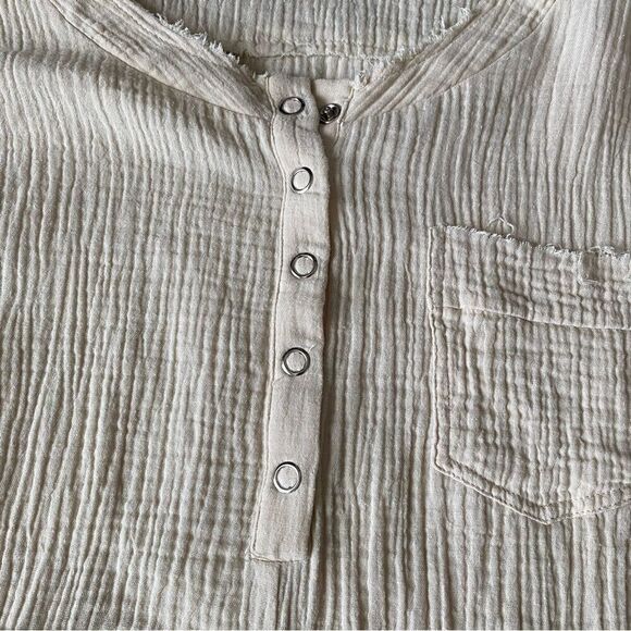 PROMESA Crinkle Cotton Henley Tunic Mini Dress Size Medium - Picture 3 of 9